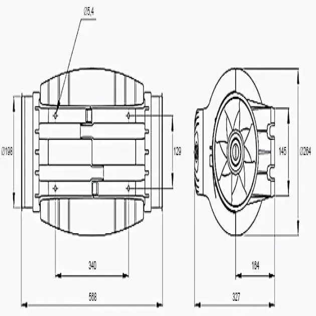 Размеры канального вентилятора Soler&Palau TD-800/200, фото - 4